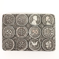 Vintage Belt Buckle with German Penny Coins Motif Metal in Retro Style