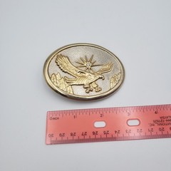 Vintage Belt Buckle Gold Tone American Eagle Majestic Western Cowboy Southwest