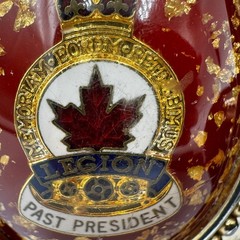 Royal Canadian Legion Past President Belt Buckle Maple Leaf Crown Silver Gold