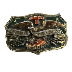 Article II The Right To Keep & Bear Arms Belt Buckle Eagle Shield Arrow USA Guns
