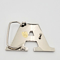 A Initial Brushed Chrome Belt Buckle 3&Prime; x 2&Prime; Up To 1 1/4&Prime; Belt