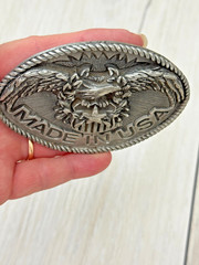 Vintage 1995 EGE Soaring Bald Eagle Silver Belt Buckle Made in USA Rockabilly 3D