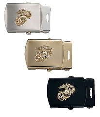 U.S. Marines Web Belt Buckle with USMC Globe & Anchor Logo Chrome Brass Black