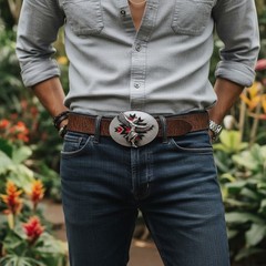 Men Buckle Silver Metal Native Warrior Dance Indian Casual Day Western Fashion