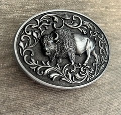 Silver Buffalo Belt Buckle Southwestern Cowboy Style Fits 1.5 Inch Belt