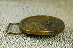 Grizzly Bear brass western belt buckle Indiana Metal Craft 1977