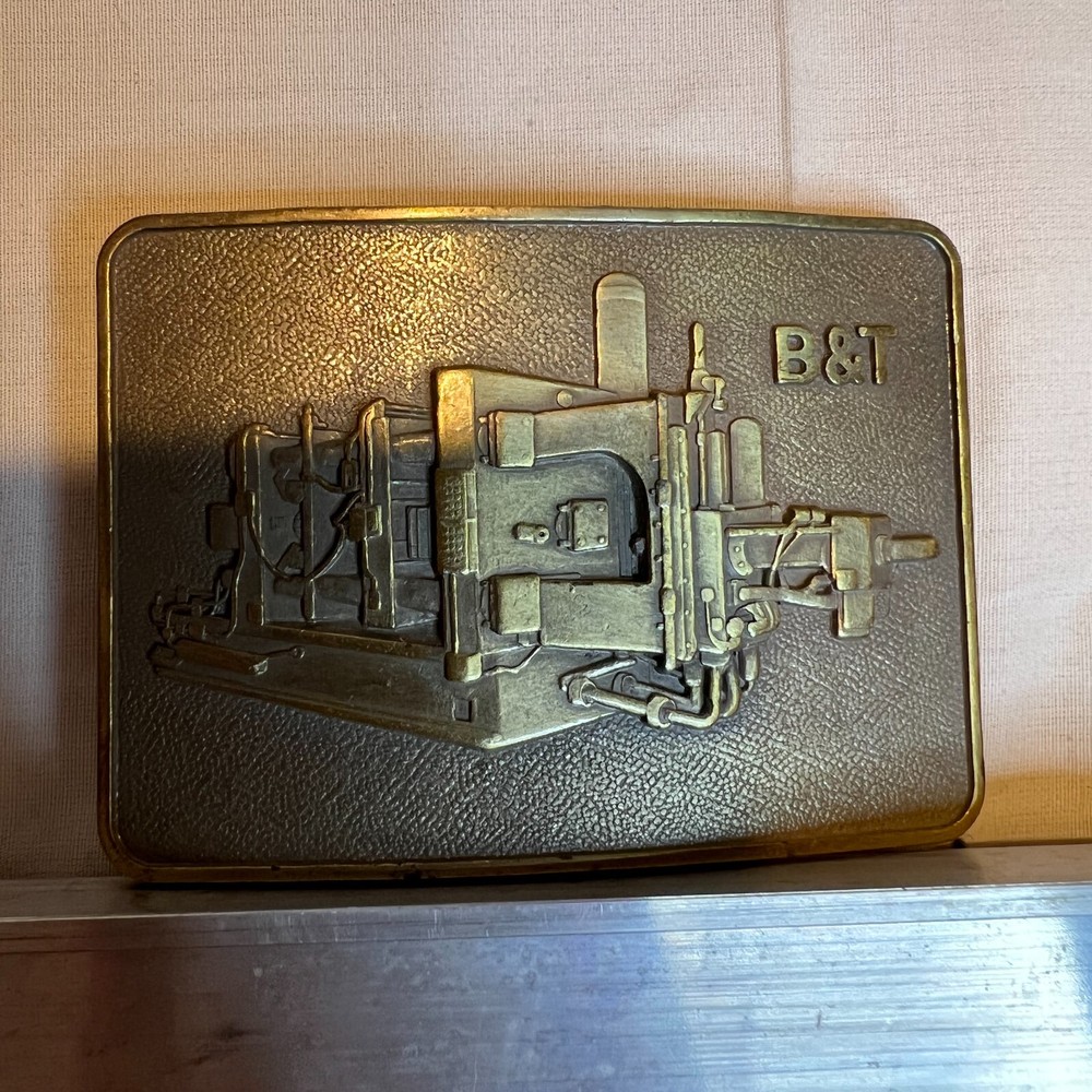 Vtg B&T Rectangular Belt Buckle Brass Stamp Cold Chamber Die Casting Machine