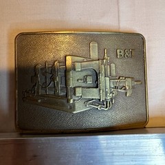 Vtg B&T Rectangular Belt Buckle Brass Stamp Cold Chamber Die Casting Machine