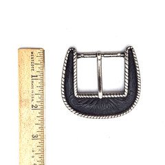 Vintage Carve Pattern Metal Handmade Leather Craft Belt Buckle Silver Tone