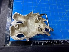 Mystical Asian Chinese Dragon Head Figural Cutout Silver Color Belt Buckle