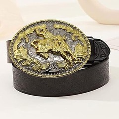 Bull Rider Cowboy Western Rodeo Gold Tone Design Fashion Cowboy Belt Buckle
