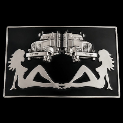 TRUCKER TRUCK DRIVER SEXY NAKED FLAP GIRLS BELT BUCKLE BOUCLE DE CEINTURE