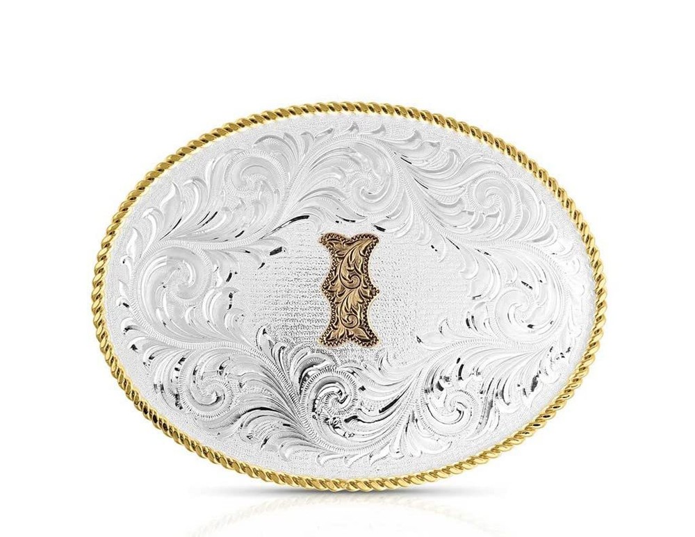 Montana Silversmiths Unisex Classic Western Oval Two-Tone Initial Belt Buckle…