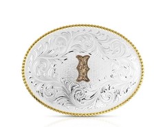 Montana Silversmiths Unisex Classic Western Oval Two-Tone Initial Belt Buckle…
