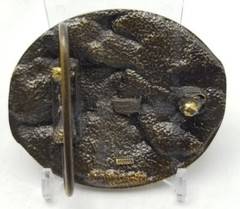 NRA Golden Eagles Brass Black Enamel Belt Buckle in Original Box