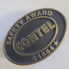 Contel Safety Award Belt Buckle 1984 Anacortes Brass Works Solid Brass