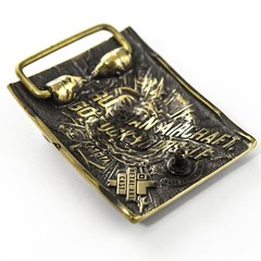 Aviator solid brass belt buckle, The Ghost of Kyiv, Ukrainian aviator buckle