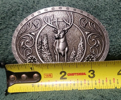 Western Cowboy Belt Buckle With Deer and Trees NEW