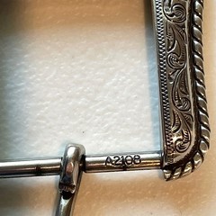 Ariat Western Belt Buckle Filigree Scroll Logo Silver Toned Rope Edge A2108