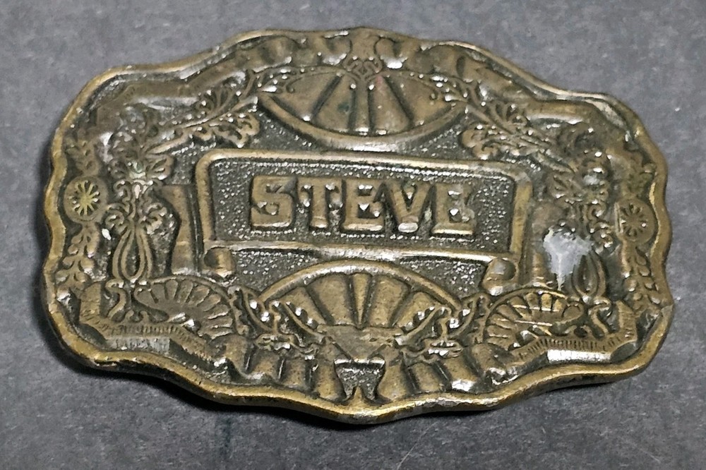 1970s Oden Inc. Brass/Bronze « Steve » Belt Buckle Personalized Name