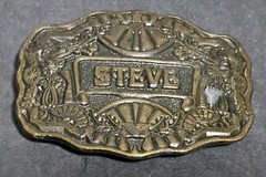 1970s Oden Inc. Brass/Bronze « Steve » Belt Buckle Personalized Name