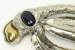 Octopus Belt Buckle Large 6&Prime; Long x 3&Prime; High Silver Tone Black Onyx Eye Jewelry