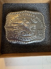 New 1986 HESSTON NFR NATIONAL FINALS RODEO Belt Buckle – In Package