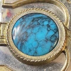 Double Horseshoe Faux Turquoise Chrome Belt Buckle