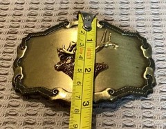 Elk Mule Deer Head Raintree Buckle & Jewelry Inc Brass Belt Buckle Hunting Theme
