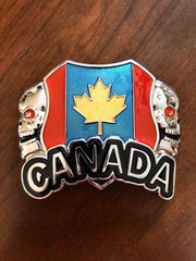 Funky Weird Canada Flag Canadian Skull Heads Skeleton Unisex Men’s Belt Buckle
