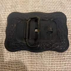 Vintage Western Belt Buckle Brass Wolf Japan