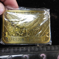 FREEDOM IS NOT FREE Eagle USA Belt Buckle 2×3 Made 2014 Sponsor Brass or Bronze