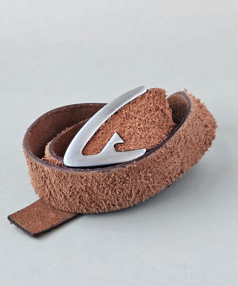 Armani Jeans Casual Belt Mens Sz 37&Prime;-41&Prime; Rough Distressed Leather 1.7&Prime; Brown