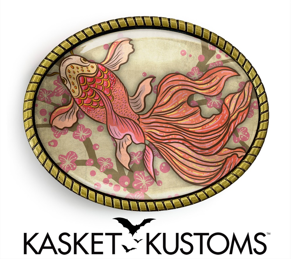 Koi Fish Belt Buckle – Traditional Japanese Tattoo Handmade Artisan – 734-BO