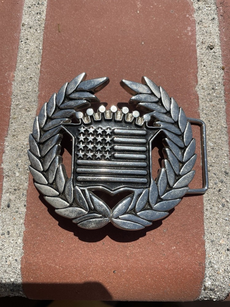 Famous Stars and Straps American Dream Cadillac USA Flag Silvertone Belt Buckle