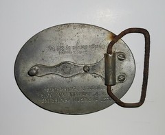 Vintage 1976 Pilgrim Pewter Inc. Sid Bell Design Oval Running Buck Belt Buckle