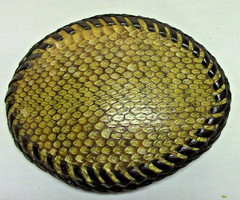 Vintage Oval Rattlesnake Skin Leather Belt Buckle 4&Prime; wide