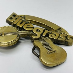 Vintage 1980 Baron BLUEGRASS Belt Buckle #6231 Solid Brass Banjo & Guitar