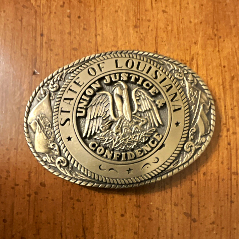 Vintage Tony Lama Louisiana State Series Belt Buckle Solid Brass