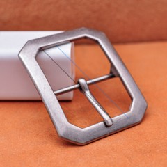 Men Rectangle Heavy Duty Strong Silver Center Bar Pin Belt Buckle Fit 40mm Strap