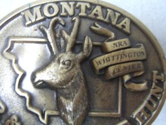 Montana Deer & Antelope Hunt NRA Whittington Center Brass Belt Buckle