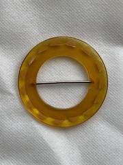 Vintage Carved Honey Yellow Bakelite Buckle Tested