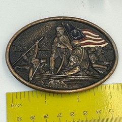 Vintage Washington Crossing the Delaware Brass Belt Buckle Patriotic Americana