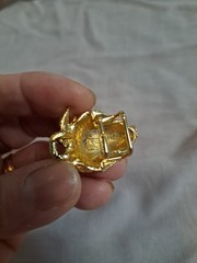 VTG 1975 Signed Mimi Di N Gold Tone Strawberry 2 Pc Interlock Belt Buckle READ