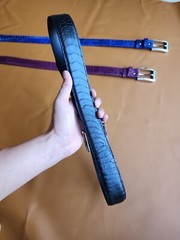 3.8CM Black 100% Genuine Ostrich Legs Leather Skin Men Belt Buckle-Handmade