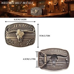 GRAERRY Cowboy Belt Buckle for Men Women Medium, 004 Bronze Texas 1836