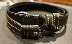 Unique Buckle Leather Belt. Dark Green 36 Inches Unisex