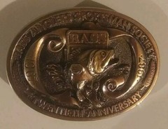 Vintage 1987 Bass Anglers Sportsman Society Twentieth Anniversary Belt Buckle