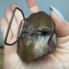 Vintage Copper Tone Deer Hunting Belt Buckle Wildlife Buck Hunter Relief Patina