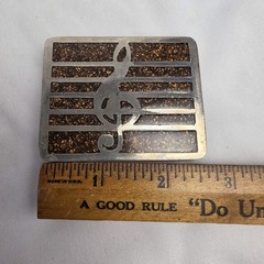 Vintage Treble Clef Belt Buckle Glitter Enamel Silver Tone Heavy Quality Made